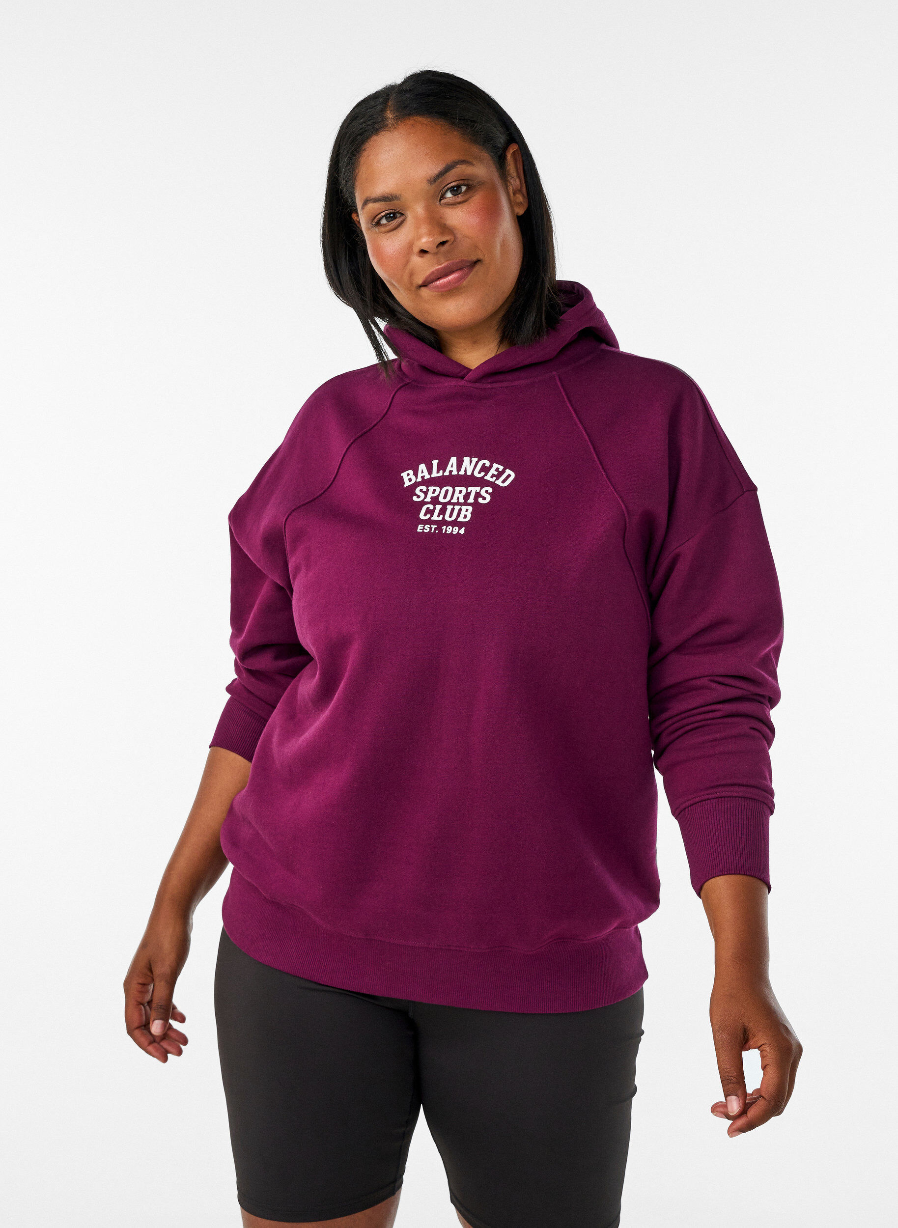 ZizziHoodie mit Brustaufdruck, Lila, Model image number 0