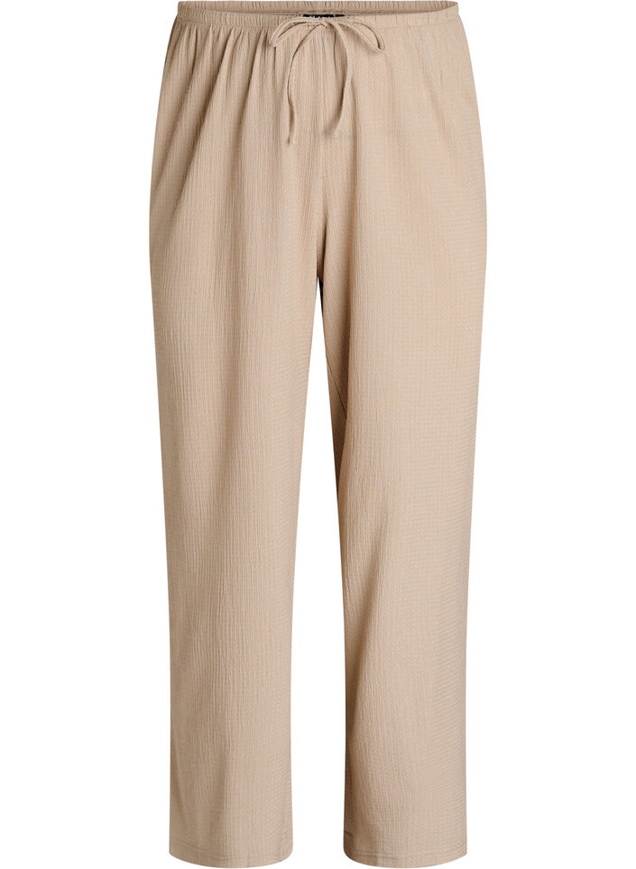 Pantalon large en tissu l&eacute;ger et textur&eacute;, Beige, Packshot image number 0
