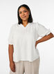 Blouse en lin et viscose avec manches 1/2, Blanc, Model image number 0