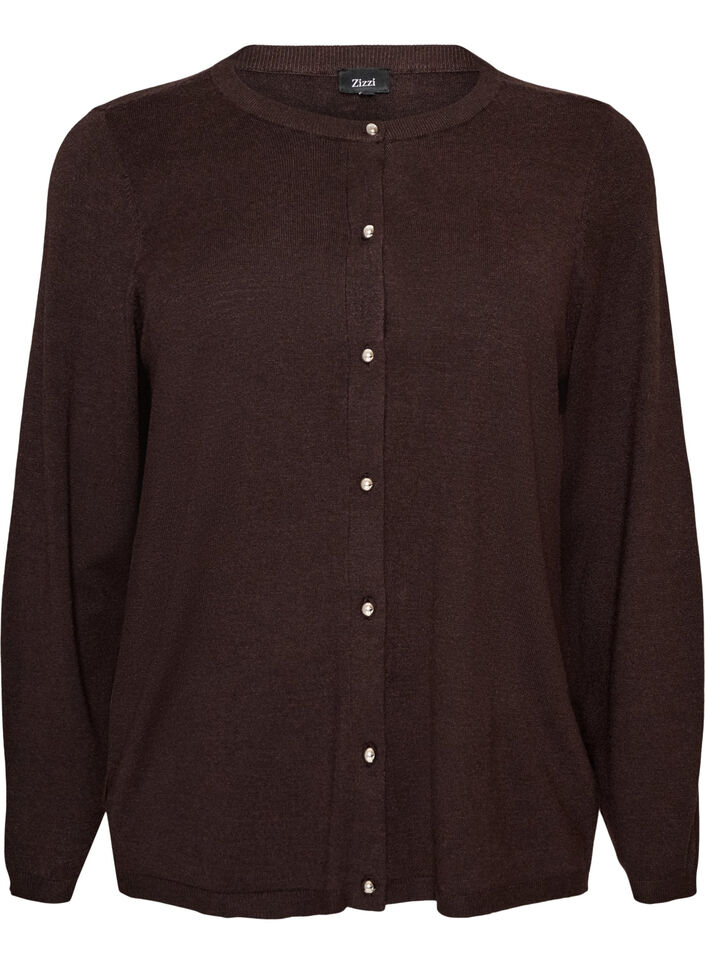 Cardigan mit runden Kn&ouml;pfen, Braun, Packshot image number 0