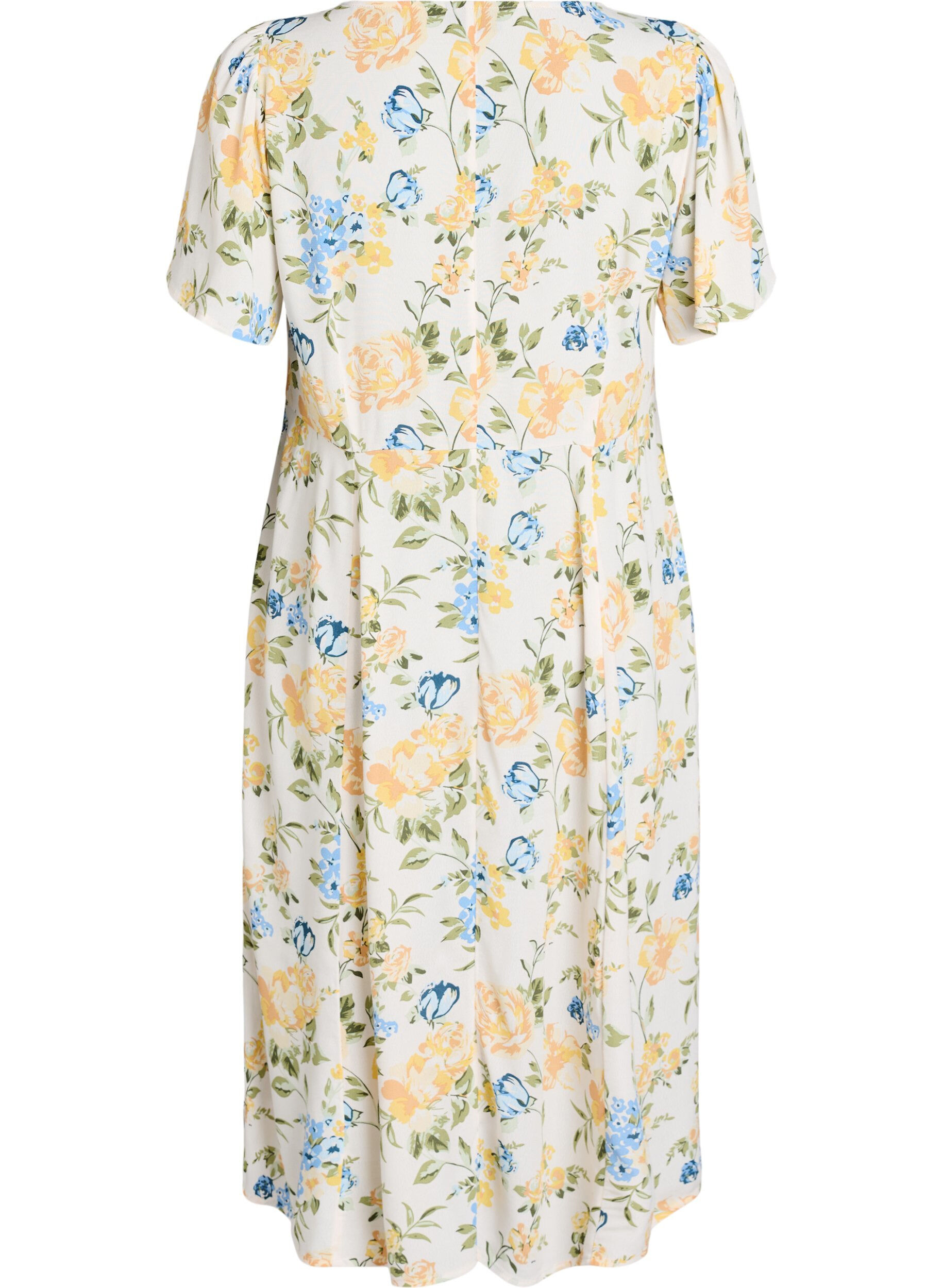 Zizzi Viskose-Midikleid mit Blumenprint, Blau, Packshot image number 1