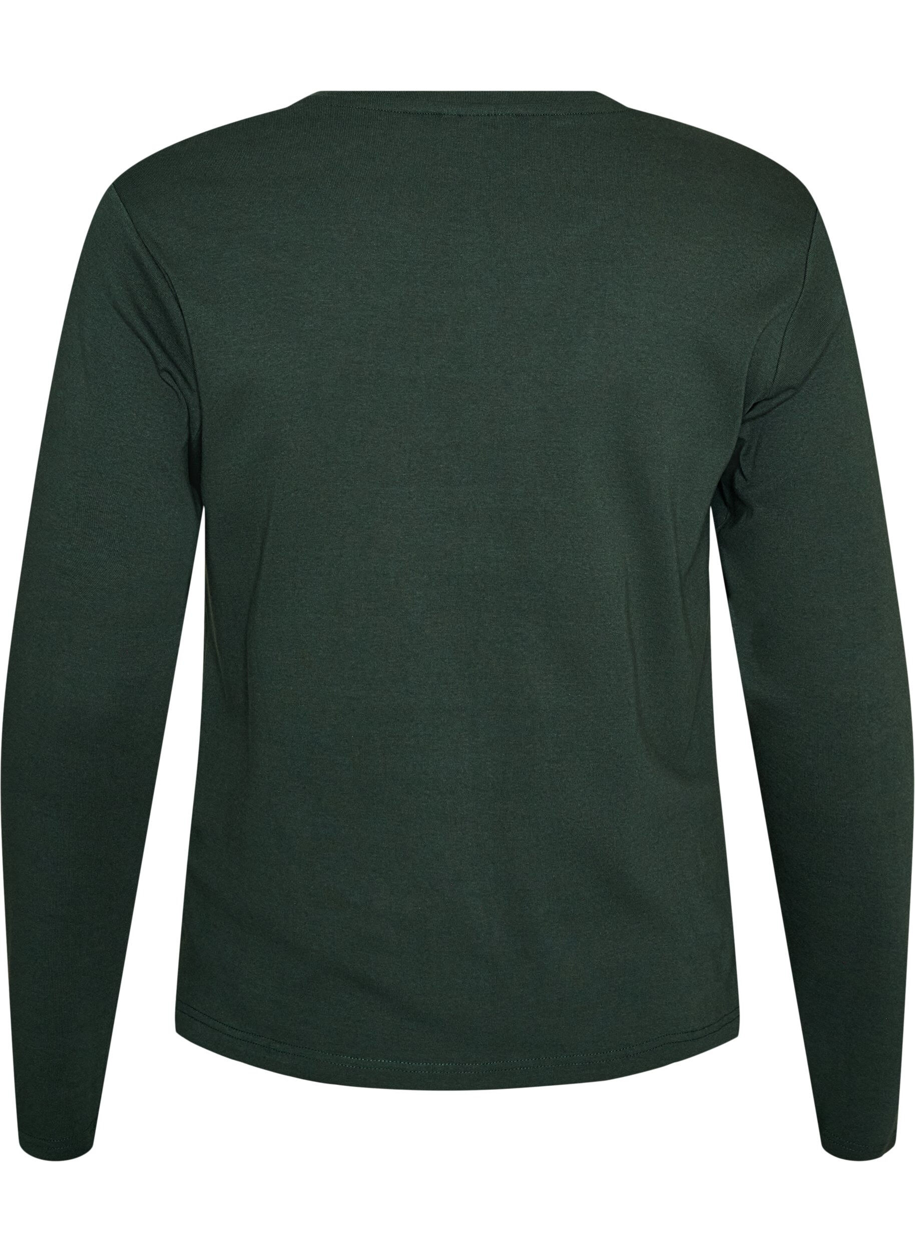 ZizziLangarm-Basic-T-Shirt mit Rundhalsausschnitt, Gr&uuml;n, Packshot image number 1