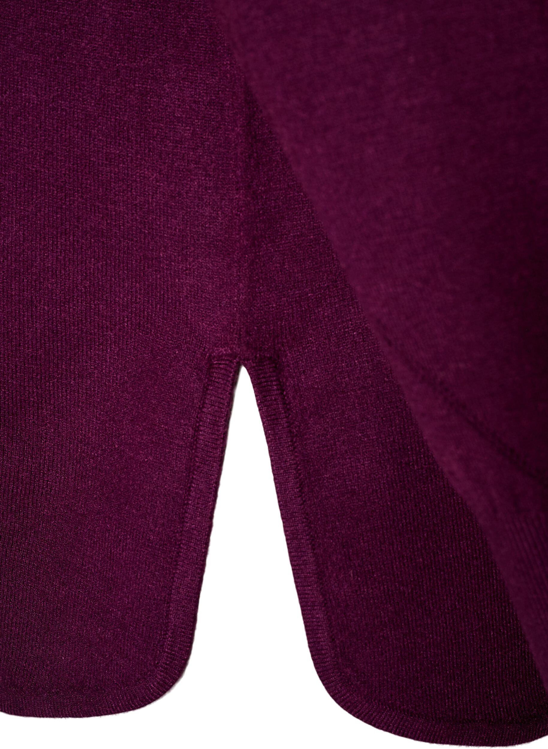 ZizziChemisier en tricot avec col rond et motif tricot, Bordeaux, Packshot image number 3