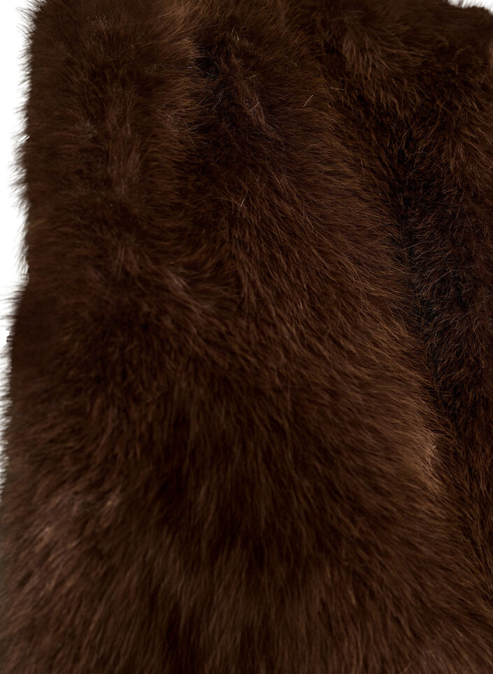 Veste courte en fausse fourrure ouverte sur le devant, Marron, Packshot image number 2