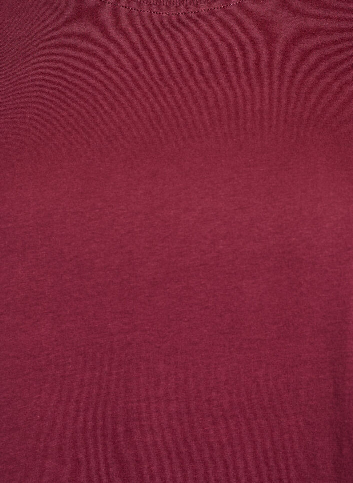 T-shirt basique en coton &agrave; col rond, Bordeaux fonc&eacute;, Packshot image number 2