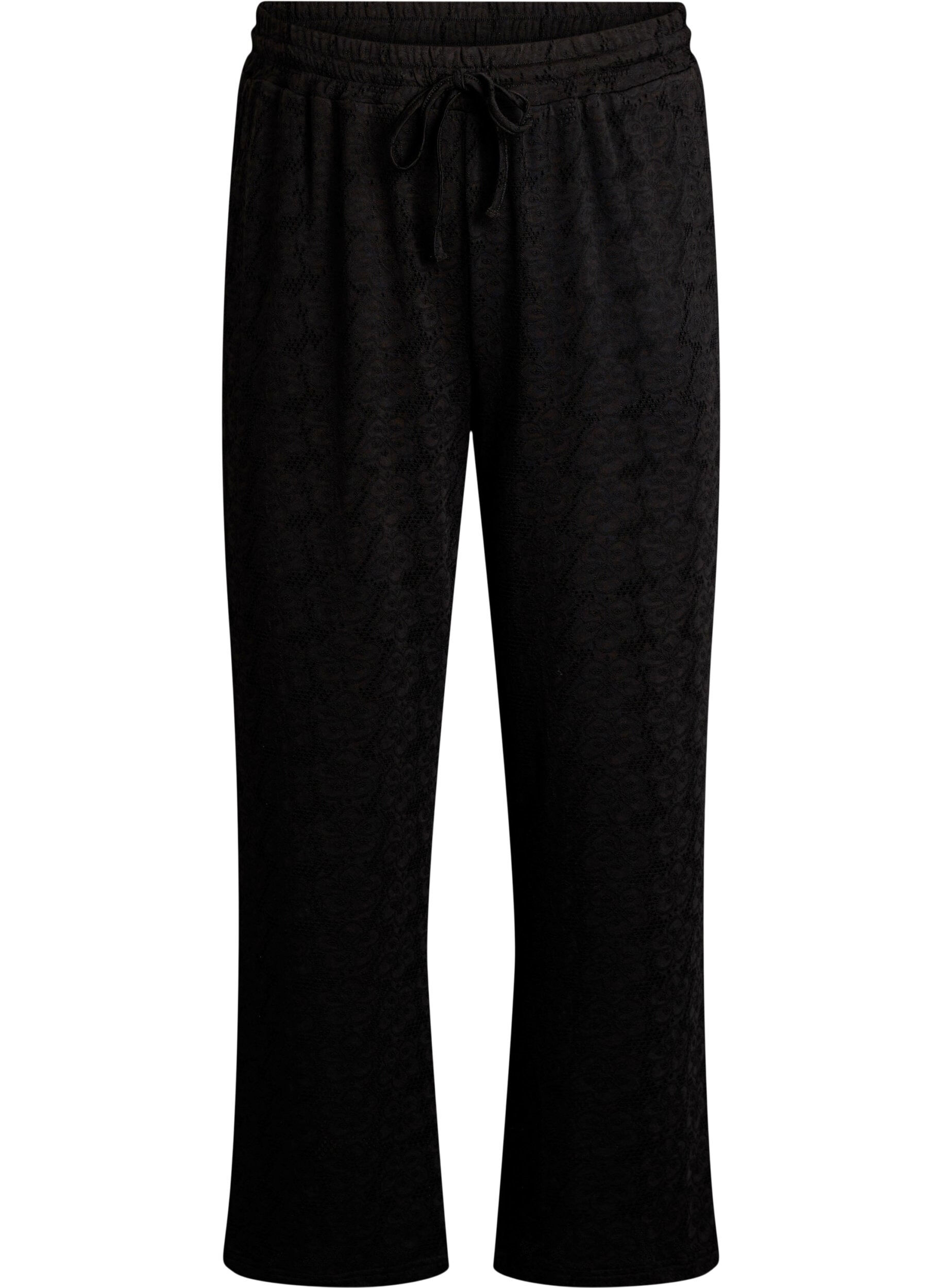 Zizzi FLASH - Pantalon textur&eacute; taille haute, Noir, Packshot image number 0