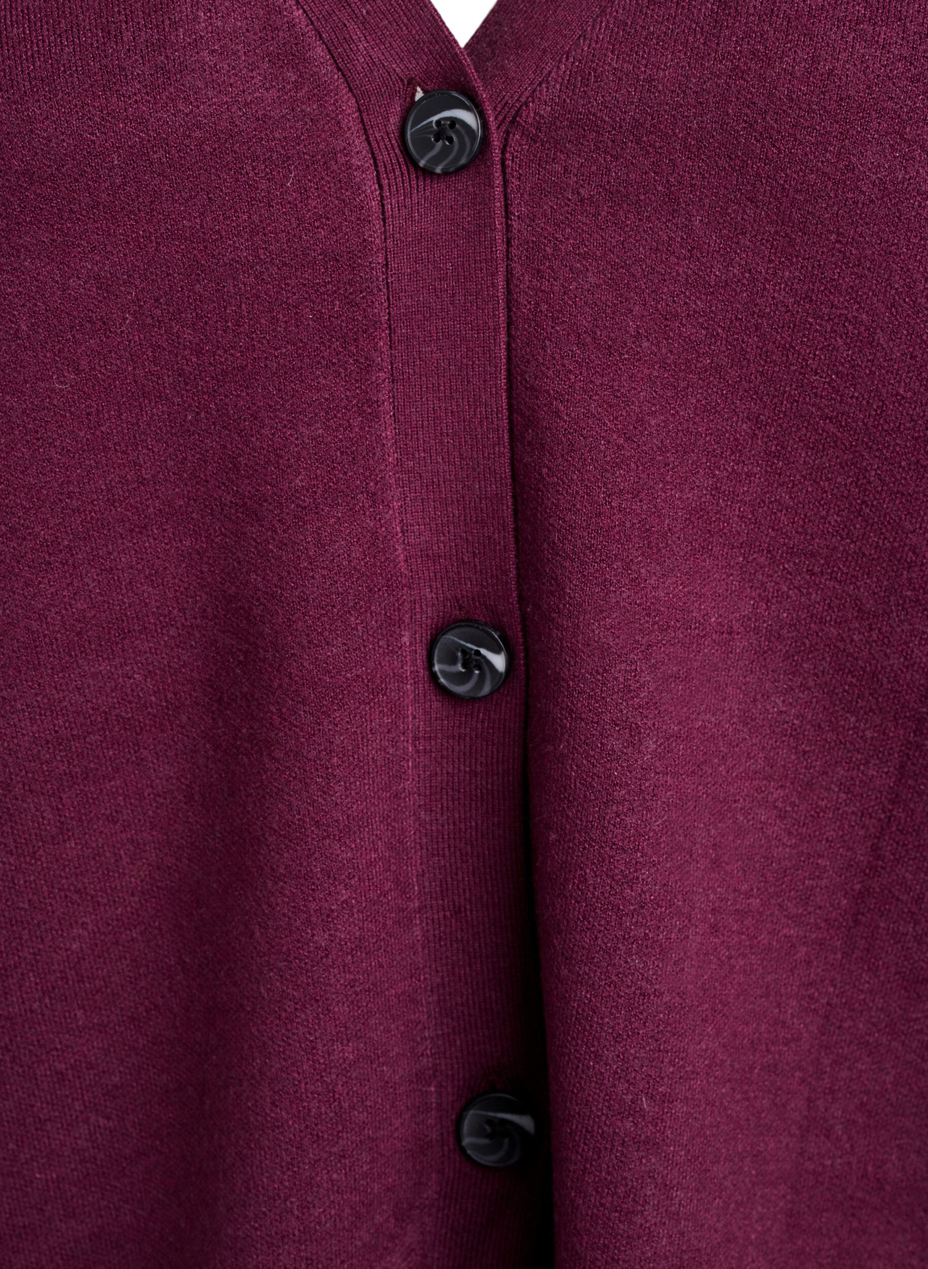 Zizzi Cardigan avec col en V et manches larges, Bordeaux fonc&eacute;, Packshot image number 2