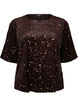Bluse mit Pailletten und ellenbogenlangen &Auml;rmeln, Braun, Packshot image number 0