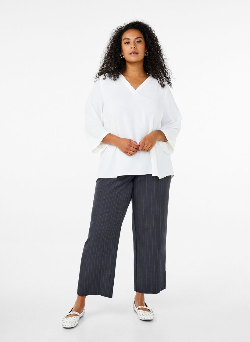 Bluse mit 3/4-&Auml;rmeln, Vanille, Model image number 1