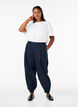 Jean balloon taille haute, Bleu, Model image number 0
