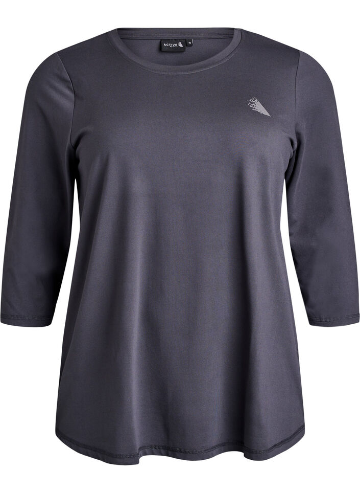 Trainingsshirt mit 3/4-&Auml;rmeln, Grau, Packshot image number 0