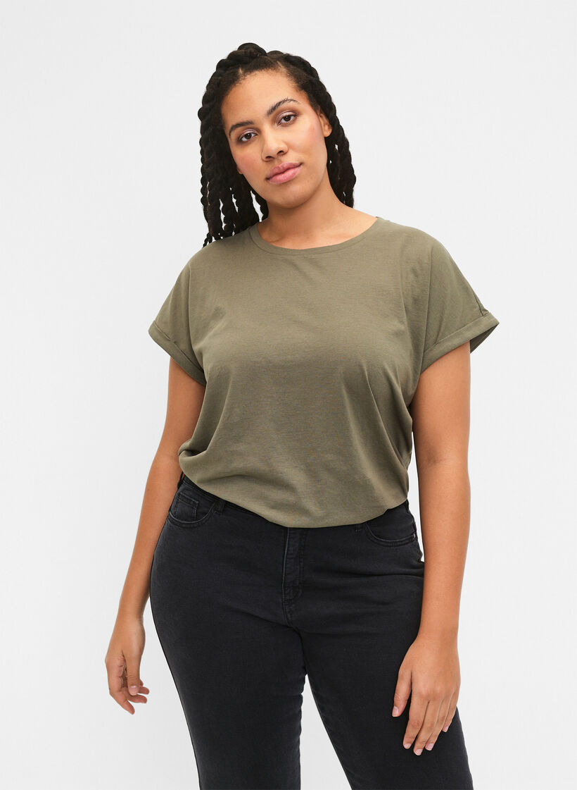 2 packs de t-shirts &agrave; manches courtes, Vert Kaki, Model image number 0