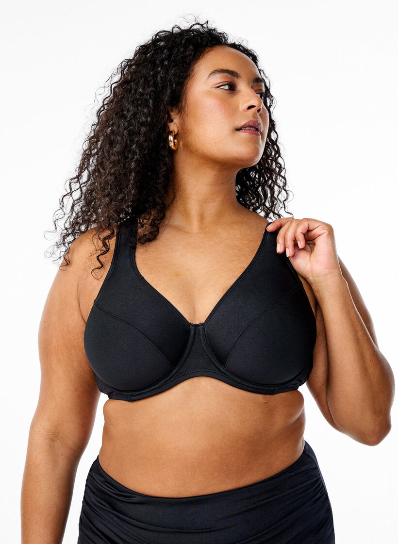 Haut de bikini couvrant avec armatures, Noir, Model image number 0