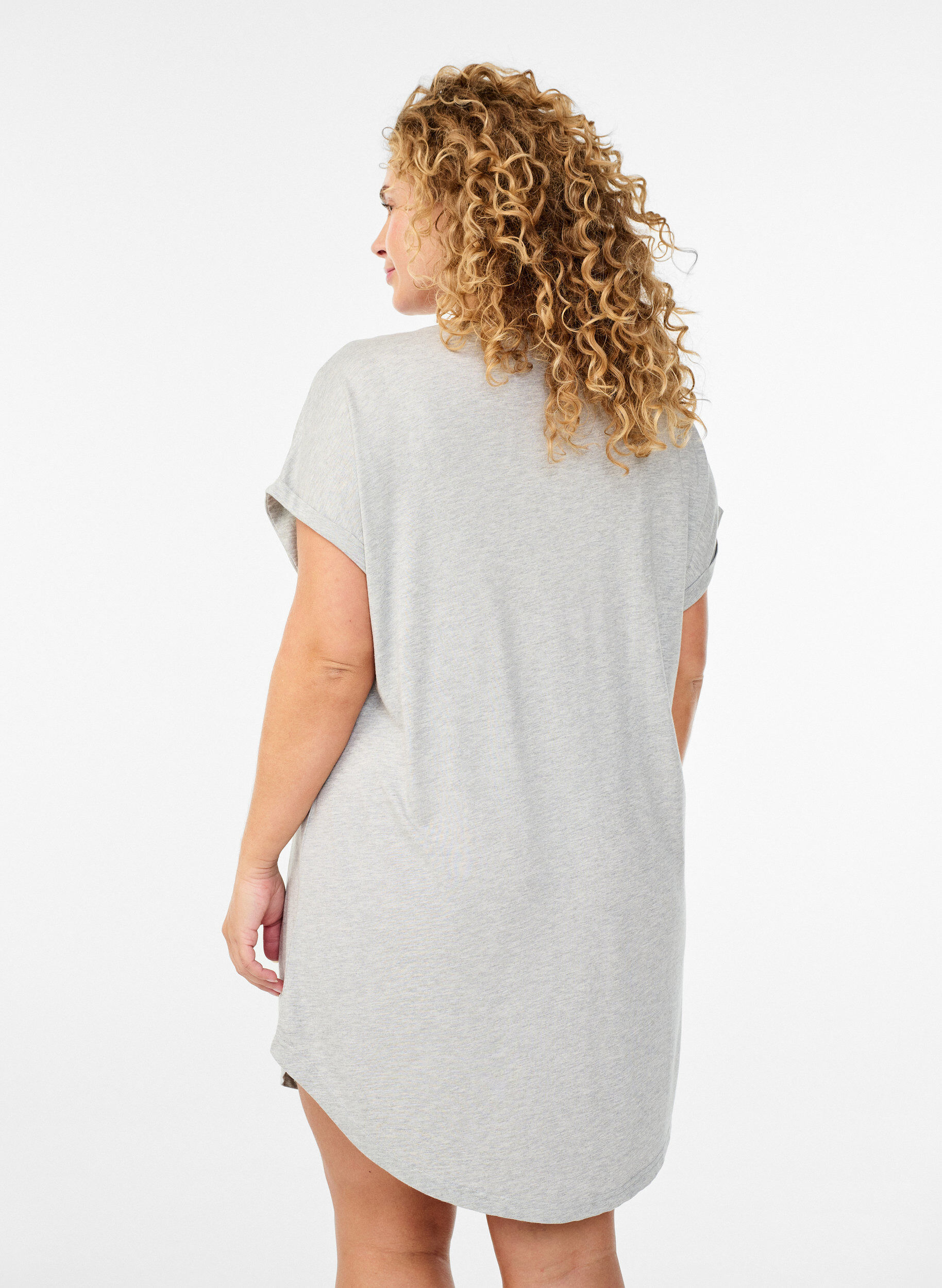 ZizziKurzarm-Nachthemd mit Textaufdruck, Grau, Model image number 2