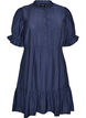 Kurzes Kleid aus Viskose mit R&uuml;schendetails, Blau, Packshot image number 0