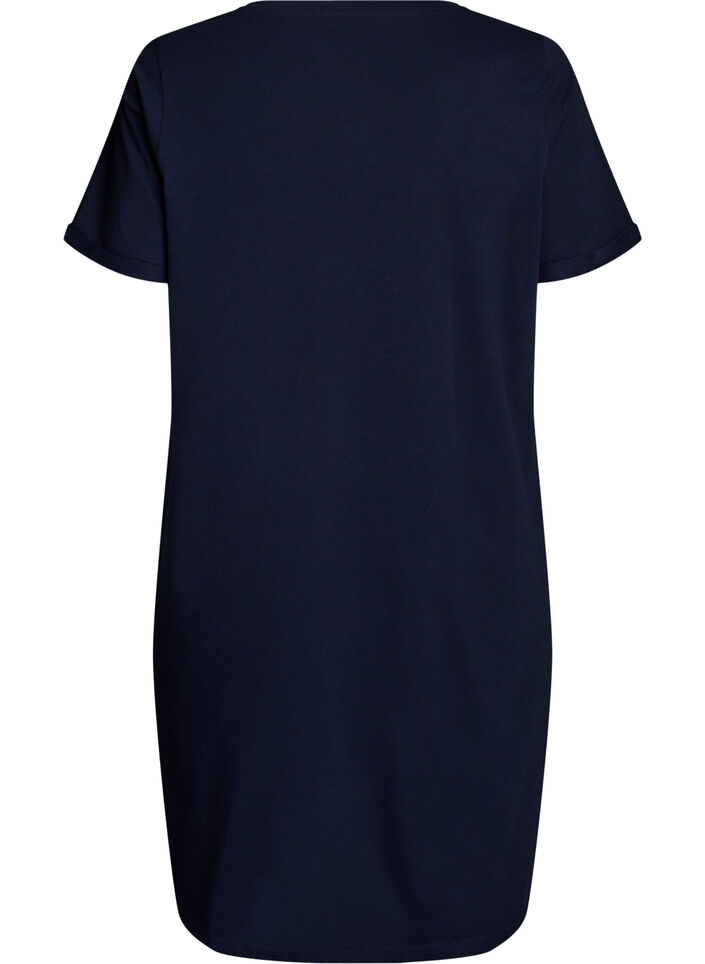 Chemise de nuit &agrave; manches courtes en coton biologique, Bleu, Packshot image number 1