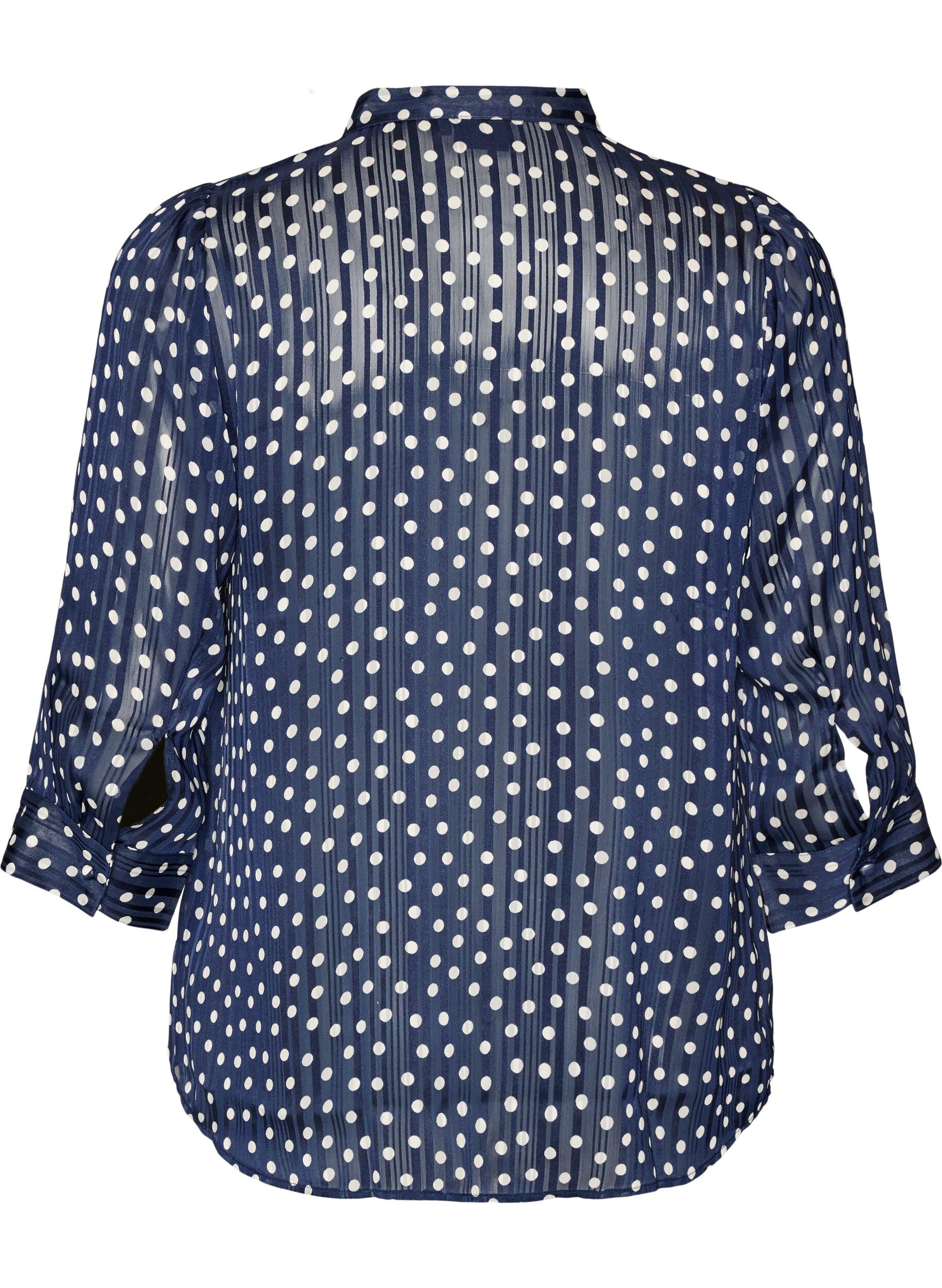 ZizziGemusterte Bluse mit Stehkragen und 3/4-&Auml;rmeln, Blau, Packshot image number 1