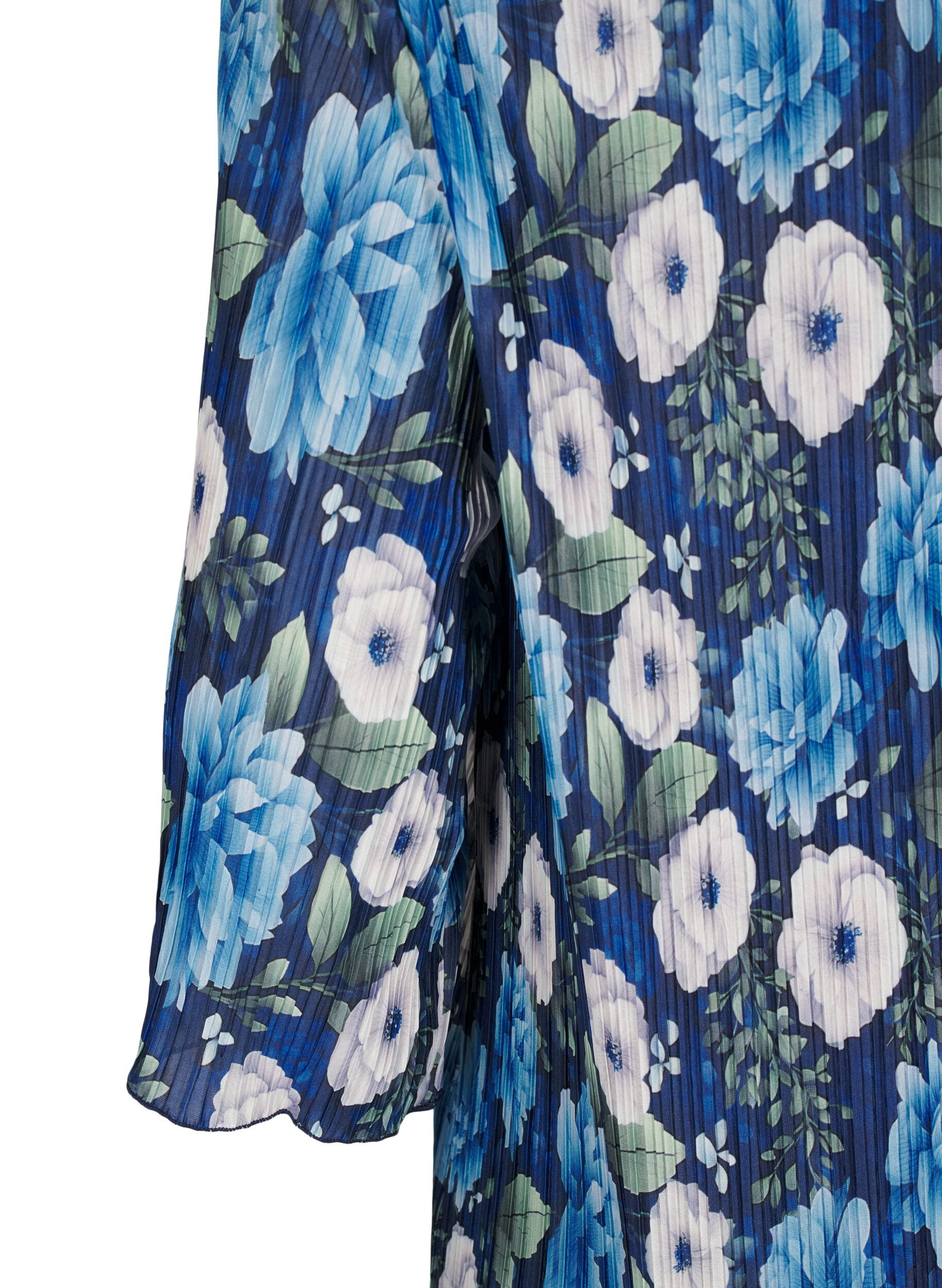 Zizzi Robe pliss&eacute;e avec manches 3/4, Bleu, Packshot image number 3