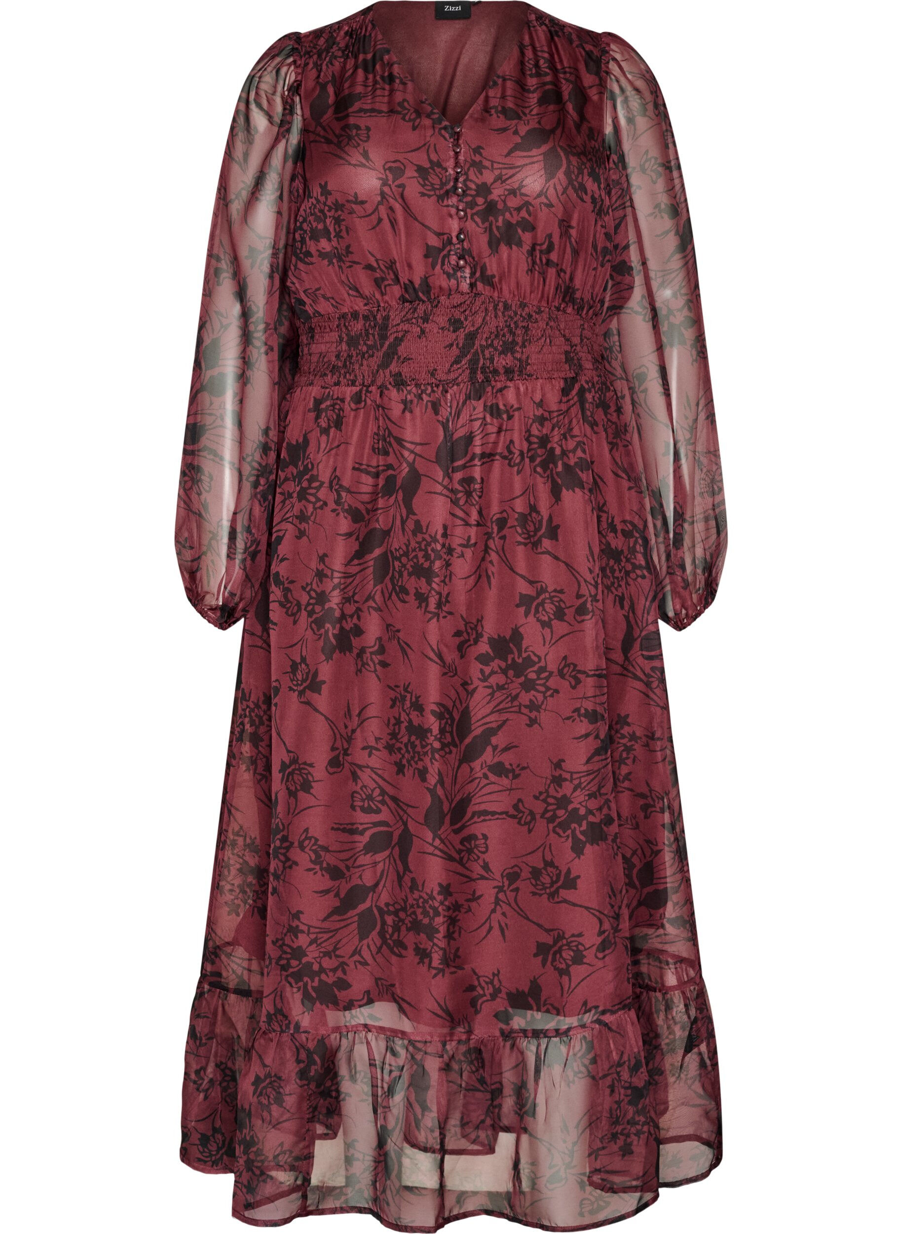 Maxikleid mit floralem Print und Smock
