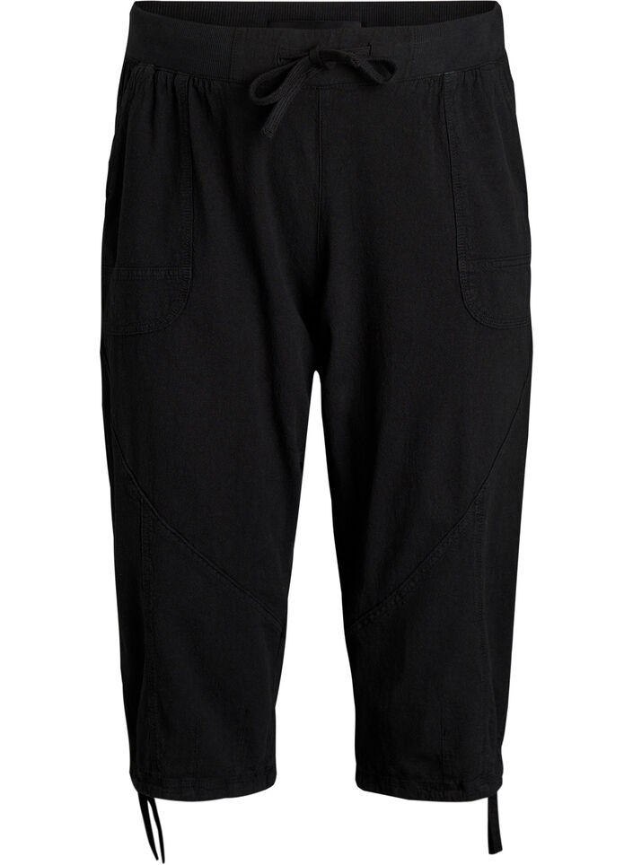 Pantacourt en coton, Noir, Packshot image number 0