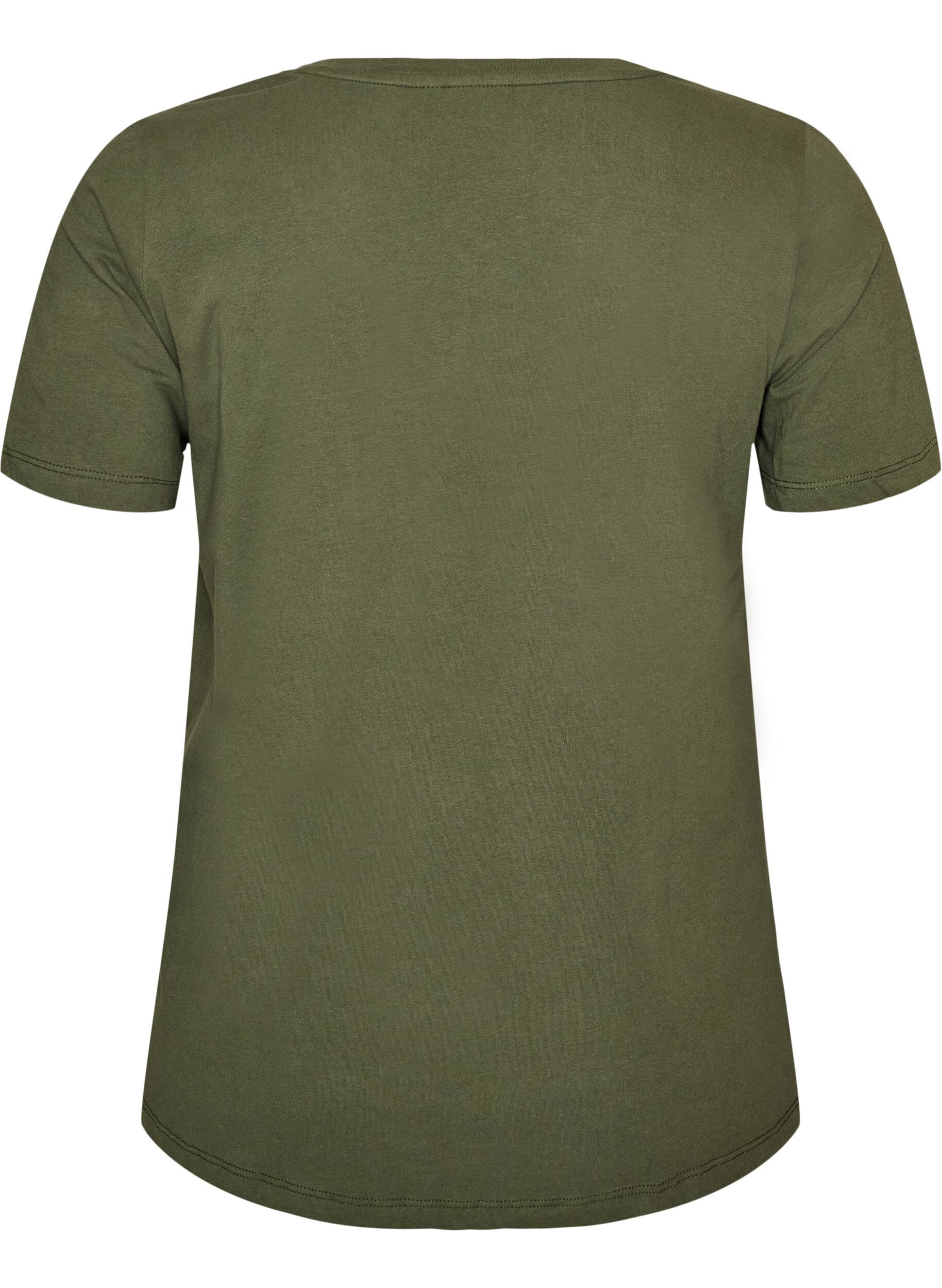 ZizziUnifarbenes Basic-T-Shirt aus Baumwolle, Gr&uuml;n, Packshot image number 1
