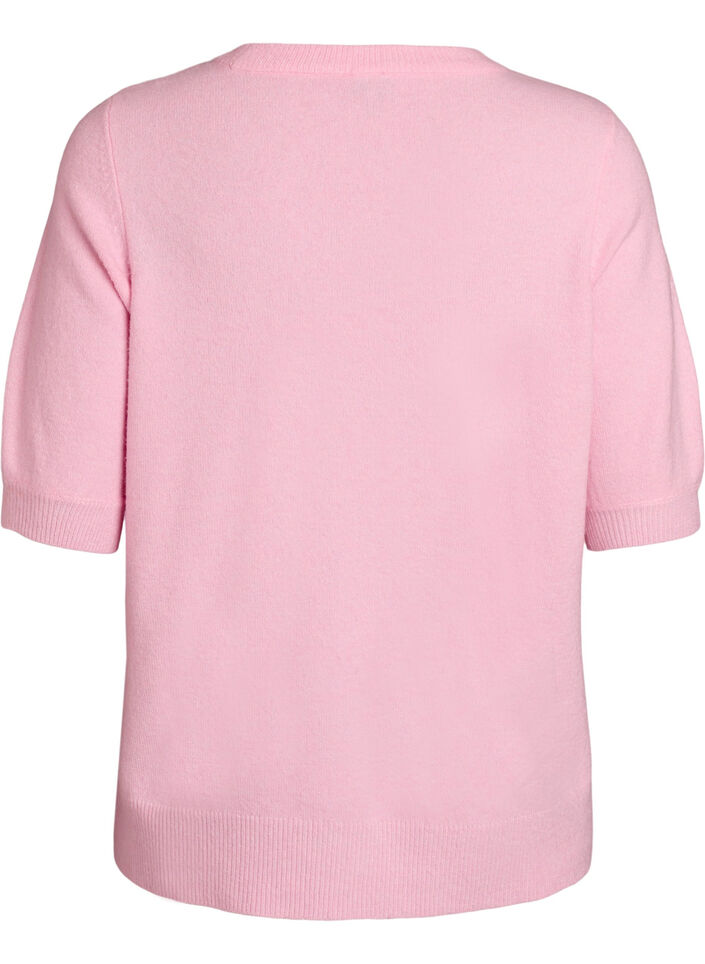 Bluse aus Strick mit kurzen Ärmeln, Pink, Packshot