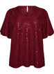 Blouse &agrave; sequins avec manches ballon, Bordeaux, Packshot image number 0