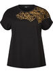T-Shirt aus Baumwolle mit Blumenprint, Schwarz, Packshot image number 0