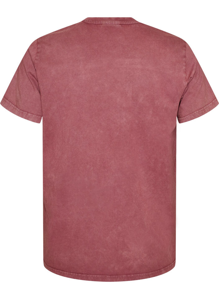 T-shirt en coton avec imprim&eacute; sur le devant et effet d&eacute;lav&eacute;, Bordeaux, Packshot image number 1