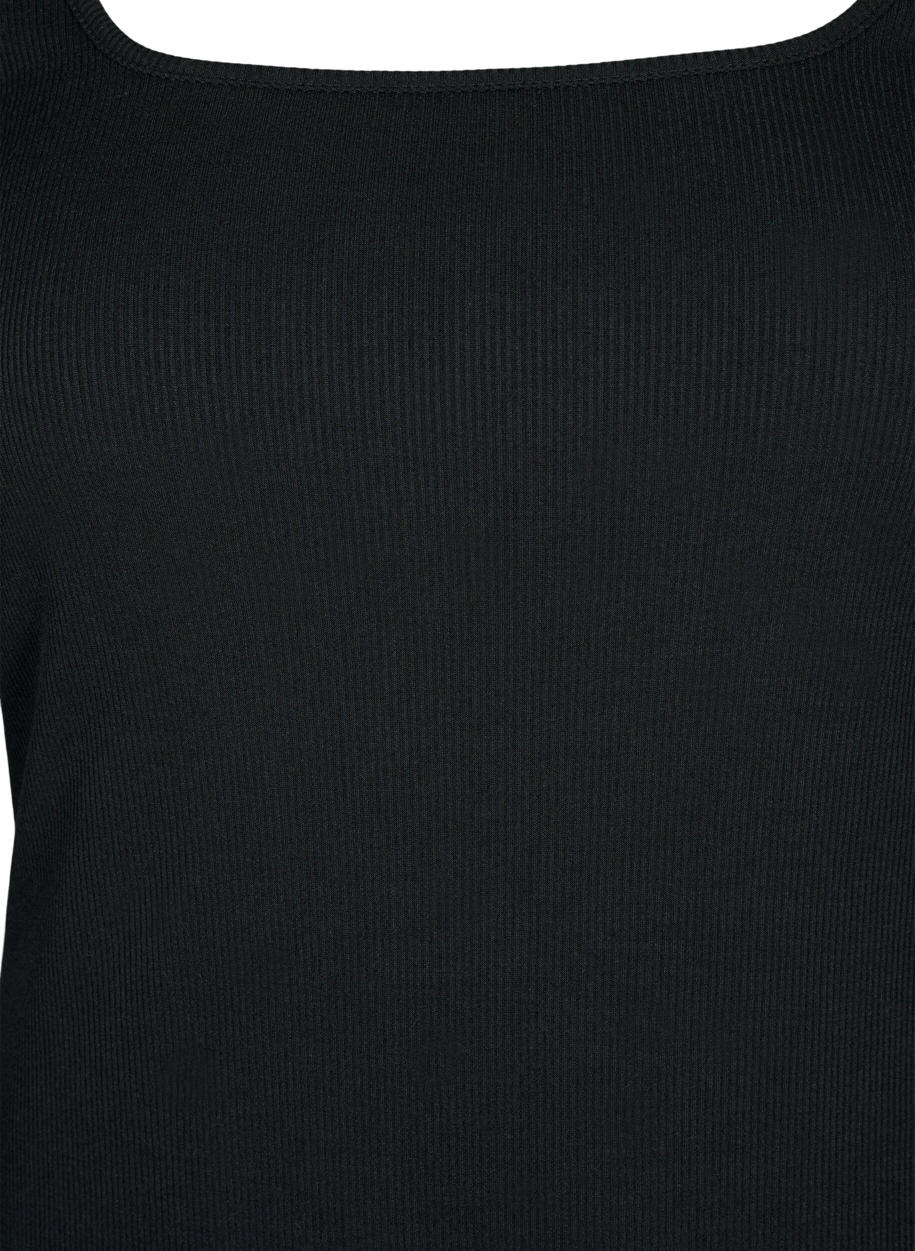 Zizzi Enganliegendes Kleid mit langen &Auml;rmel und Schlitz, Black, Packshot image number 2