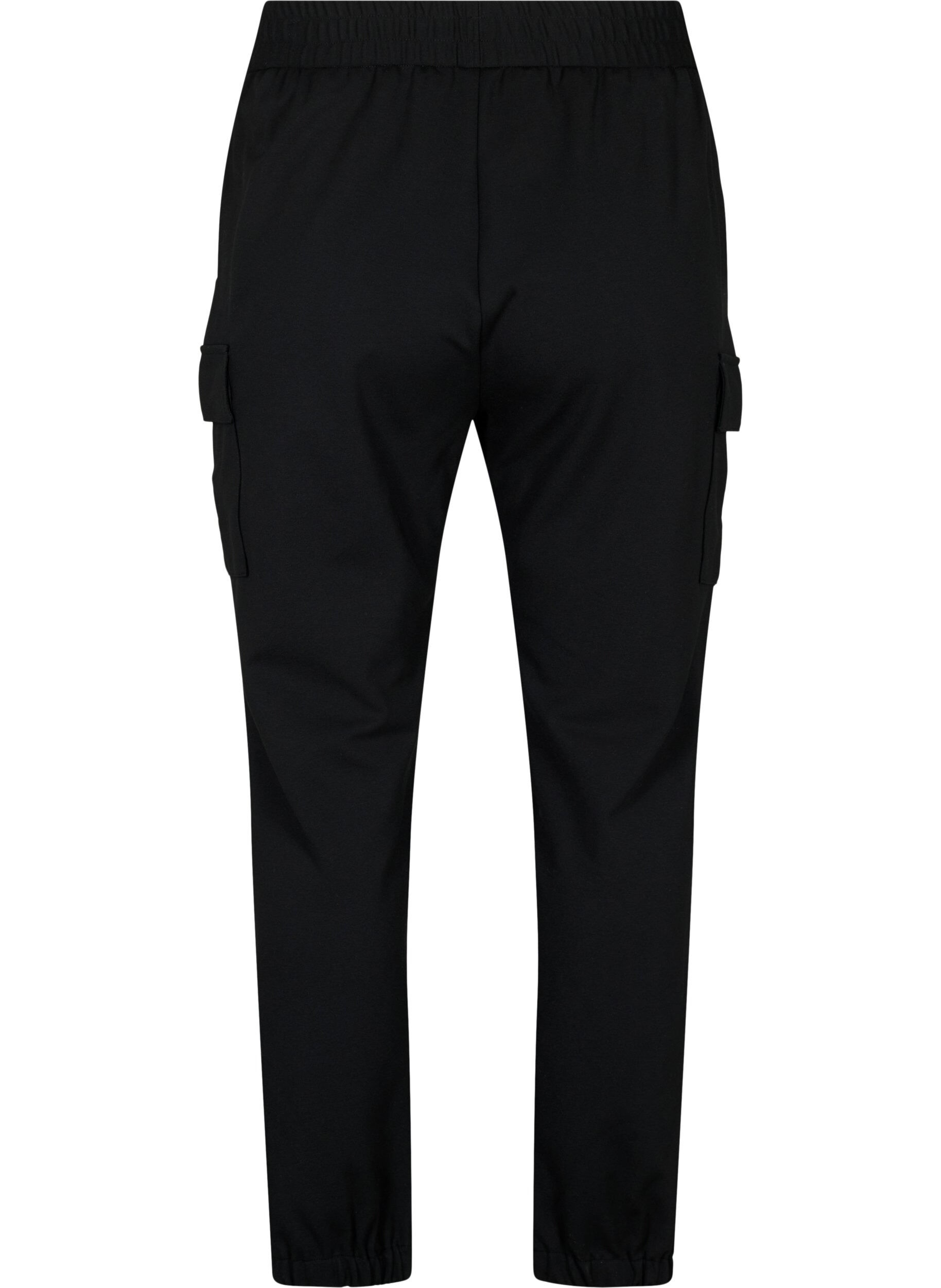 Zizzi Pantalon cargo avec taille &eacute;lastique, Black, Packshot image number 1