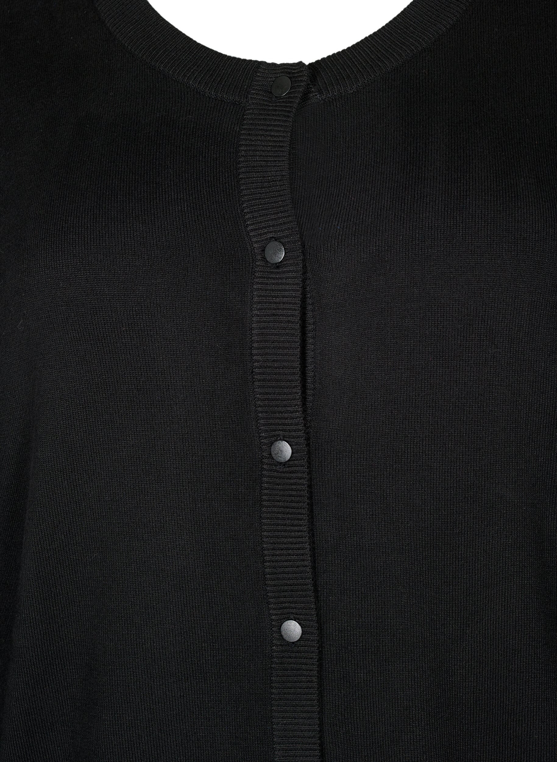 Zizzi Cardigan en tricot avec col rond et boutons, Noir, Packshot image number 2