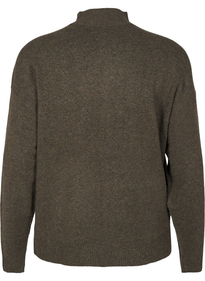 Chemisier en laine tricotée à col montant, Sea Turtle Mel., Packshot image number 1