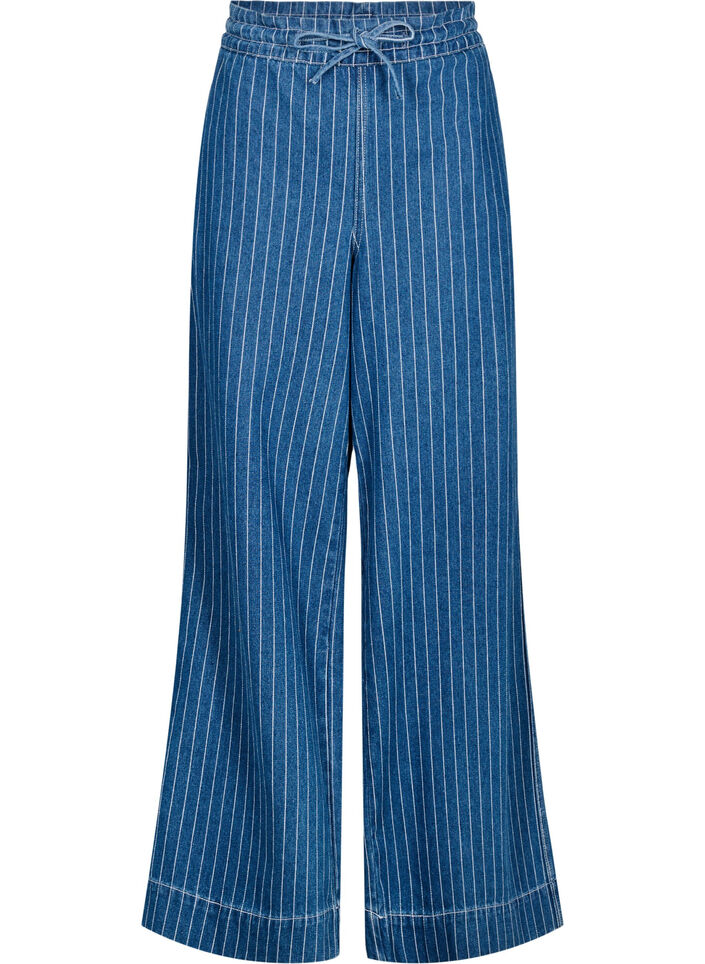 Jean ample &agrave; rayures, Bleu, Packshot image number 0