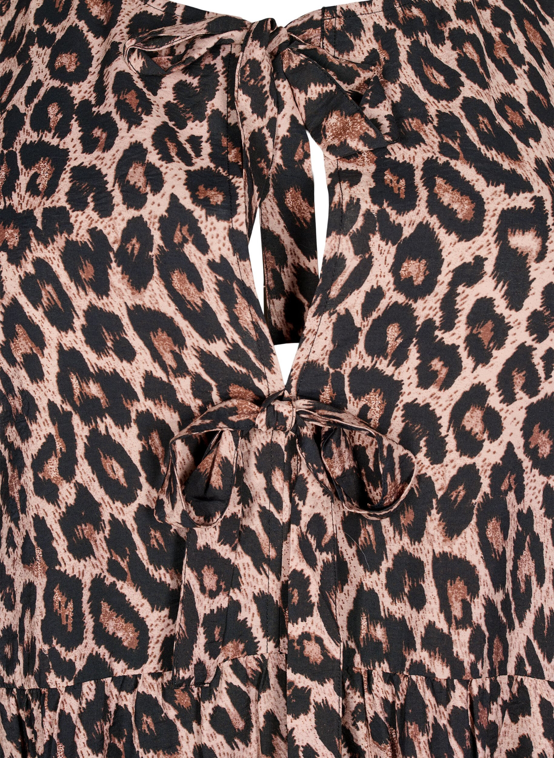 Zizzi Kleid mit Schleifen und 3/4-&Auml;rmeln, LEO AOP, Packshot image number 2