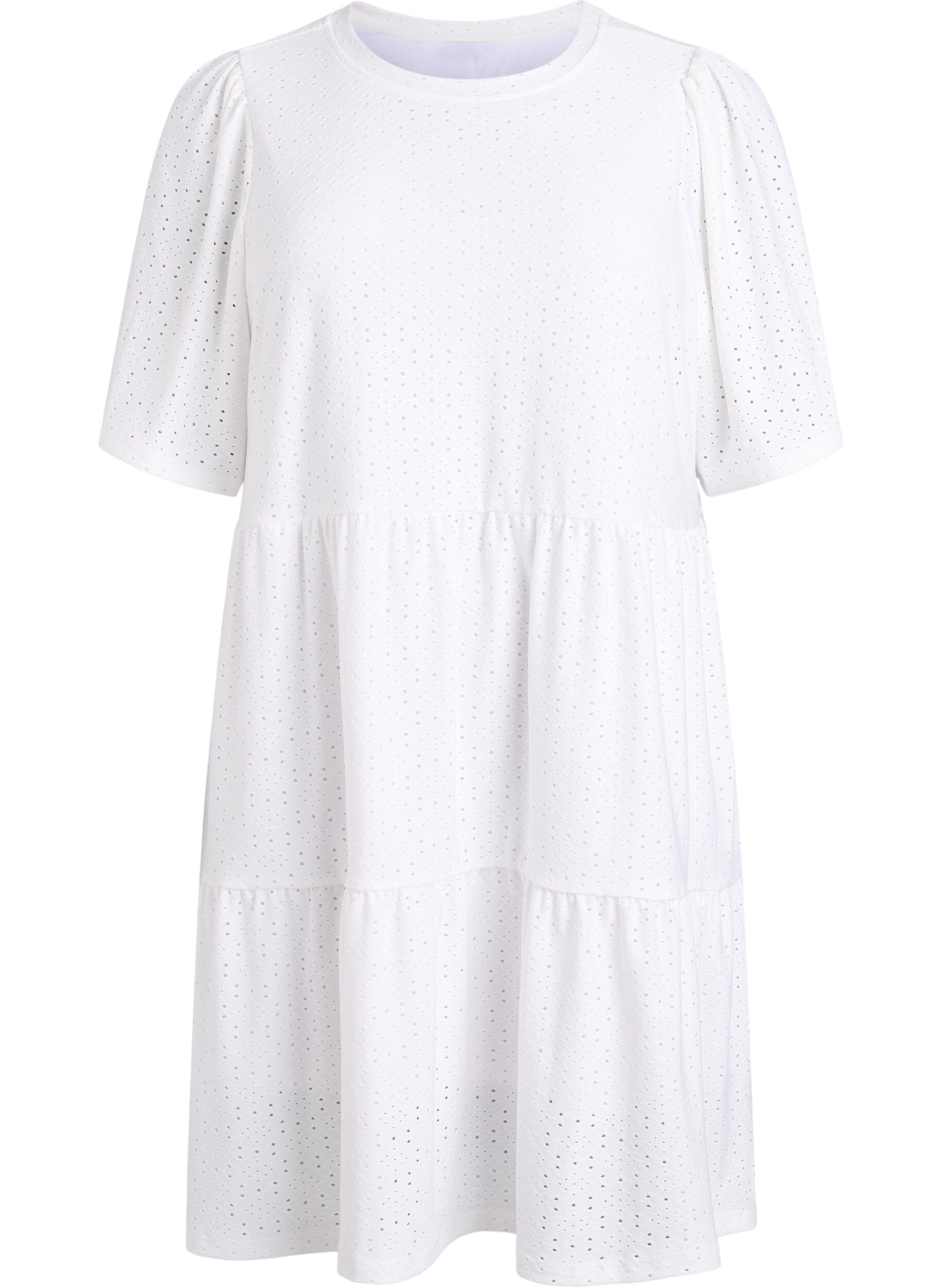 ZizziRobe courte avec motif en dentelle et jupe &agrave; volants, Blanc, Packshot image number 0