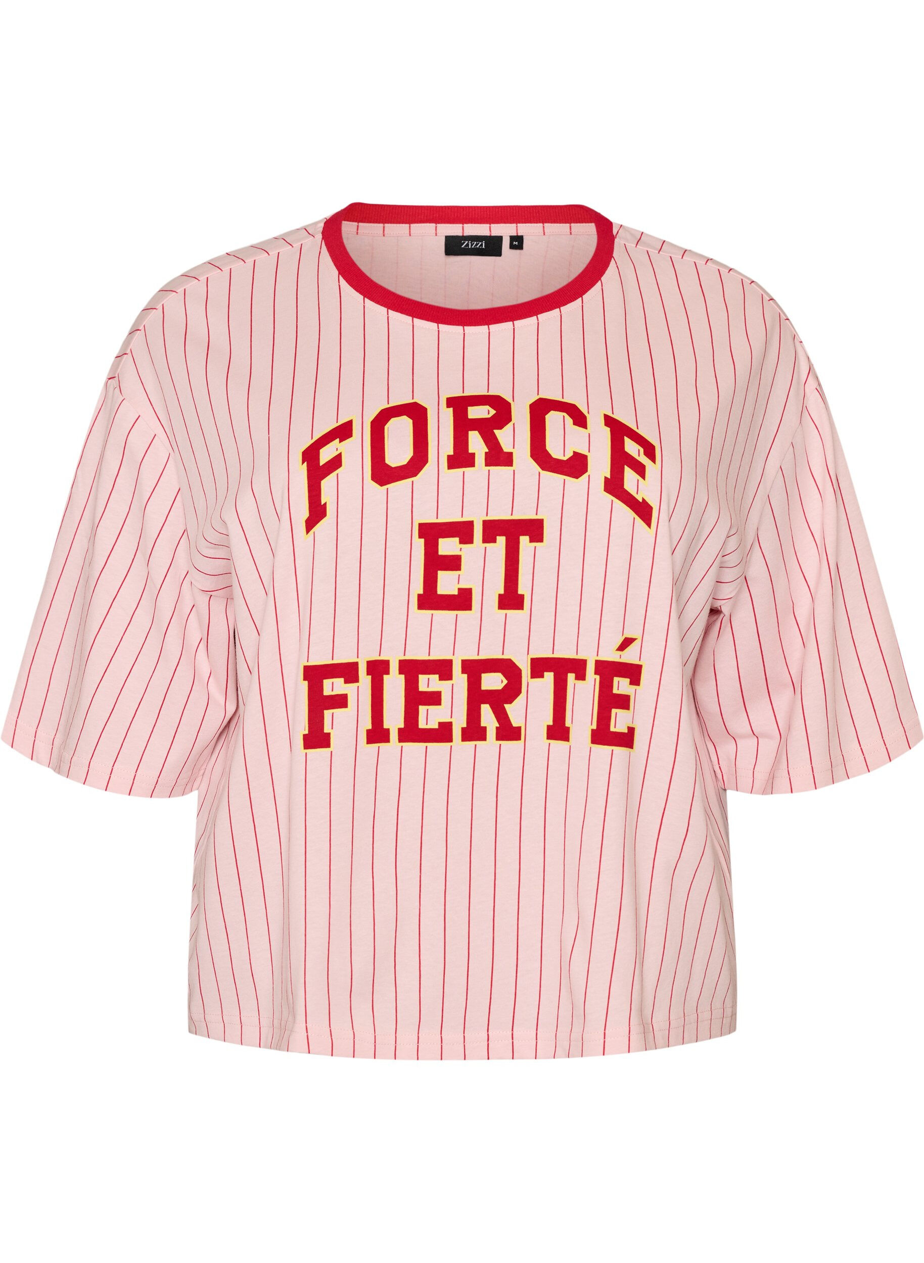 T-shirt boxy &agrave; rayures avec imprim&eacute; statement