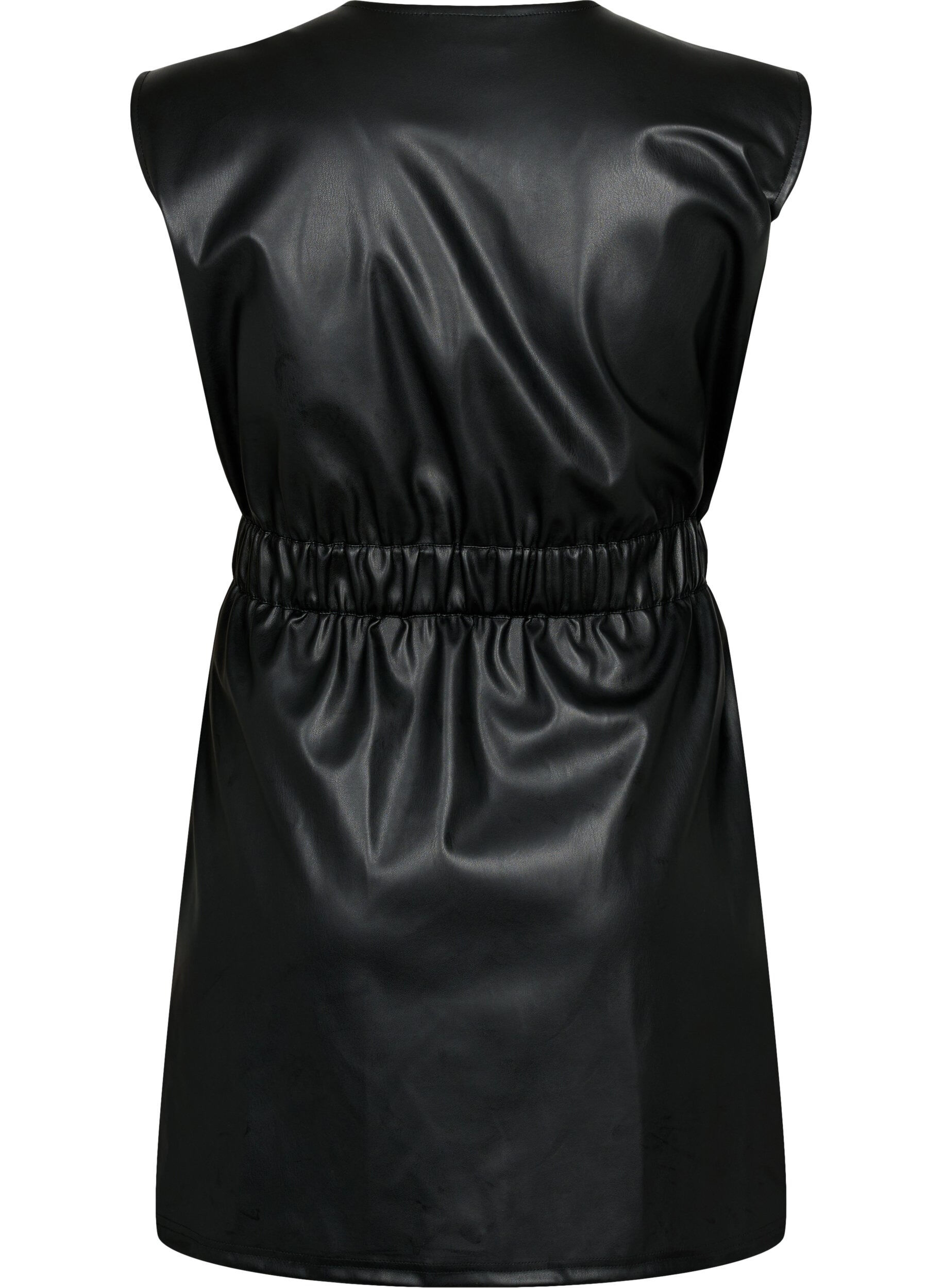 Zizzi Robe courte aspect cuir, Black, Packshot image number 1