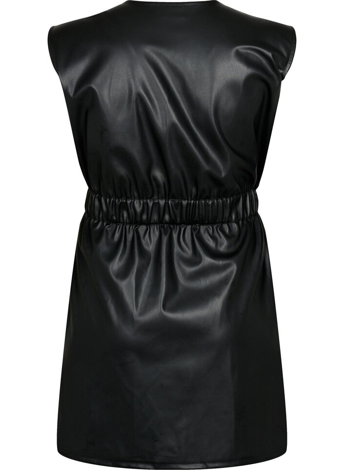 Robe courte aspect cuir, Black, Packshot image number 1