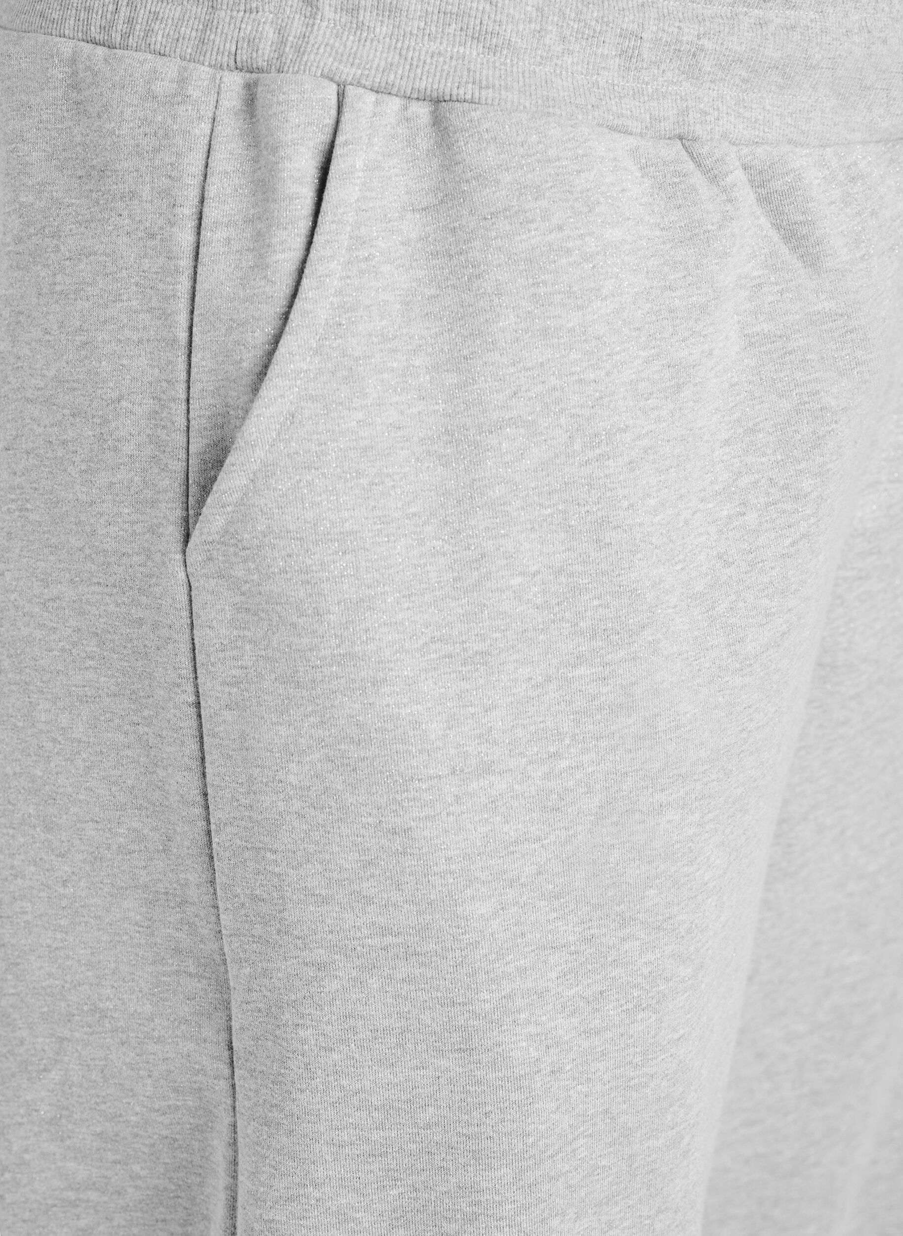 Zizzi Sweathose mit hoher Taille und Glitzerfaden, Grau, Packshot image number 2