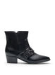 Extra-Weite - Leder-Stiefelette mit Riemen und Nieten, Schwarz, Packshot image number 0