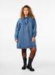 Robe courte en denim, manches longues, forme trapèze, Blue Denim, Model image number 2
