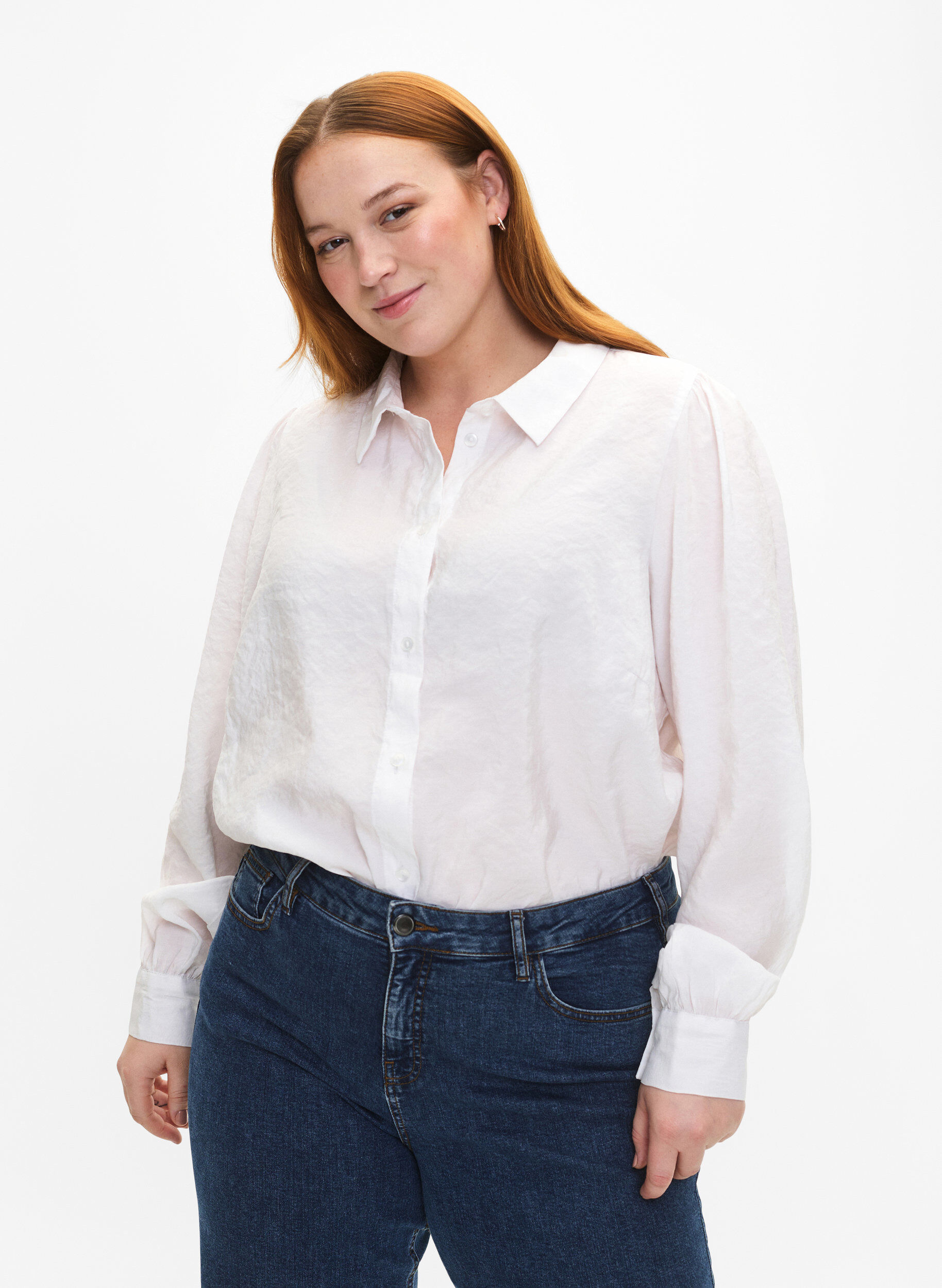 Zizzi Bluse aus TENCEL&trade; Modal, Bright White, Model image number 0