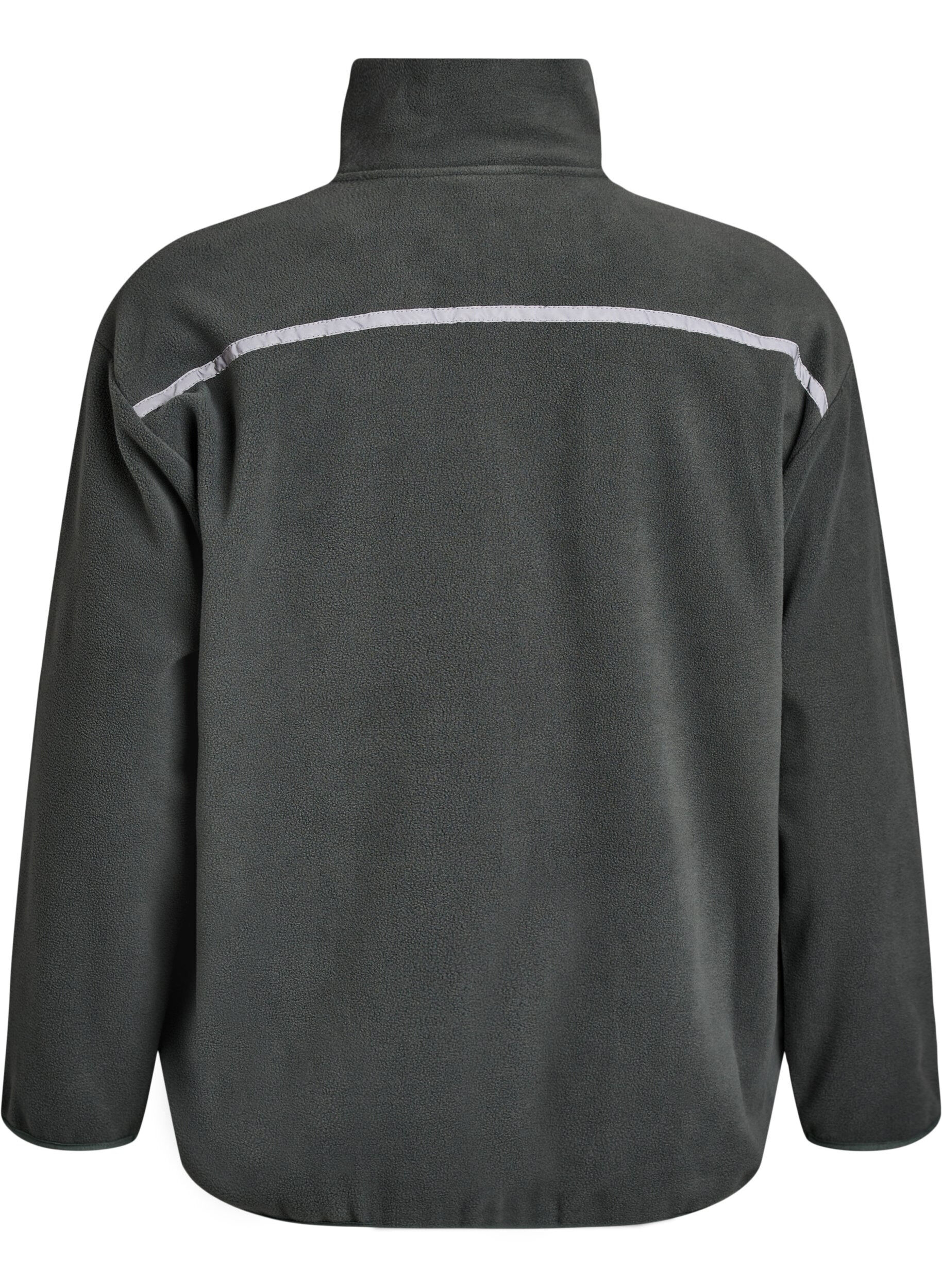 Zizzi Fleecejacke mit Rei&szlig;verschluss und Reflektorband, Gr&uuml;n, Packshot image number 1