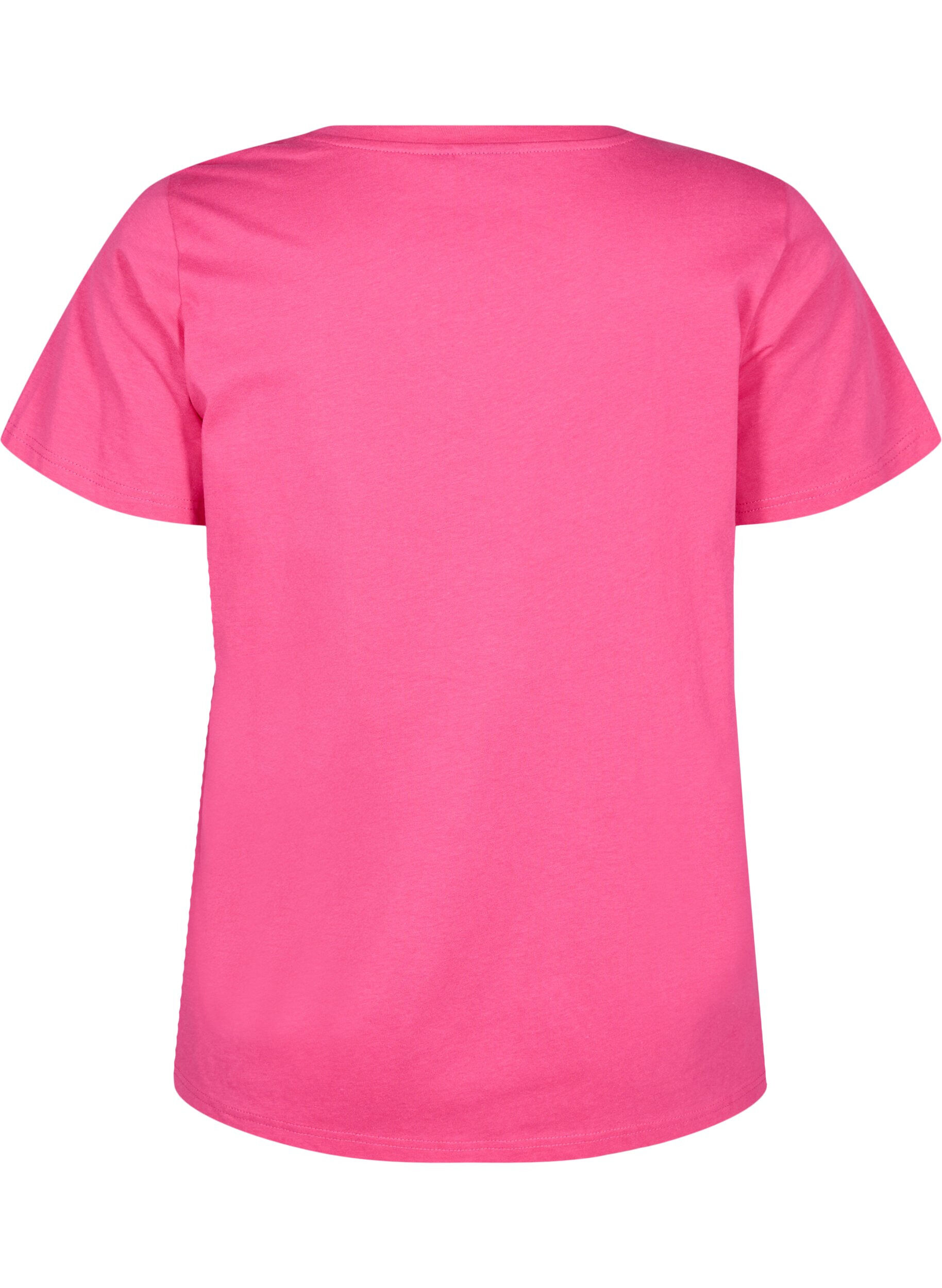 Zizzi T-shirt en coton avec motif, Raspb. w. Strawberry, Packshot image number 1