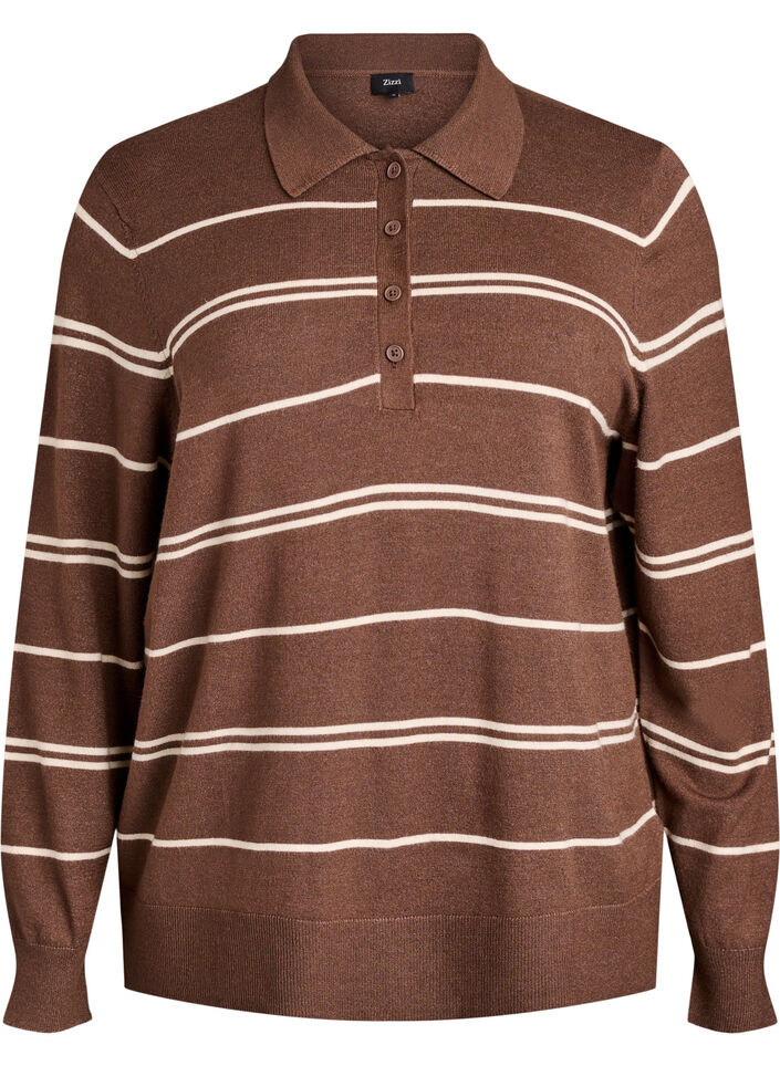 Chemisier en maille avec col, Marron, Packshot image number 0