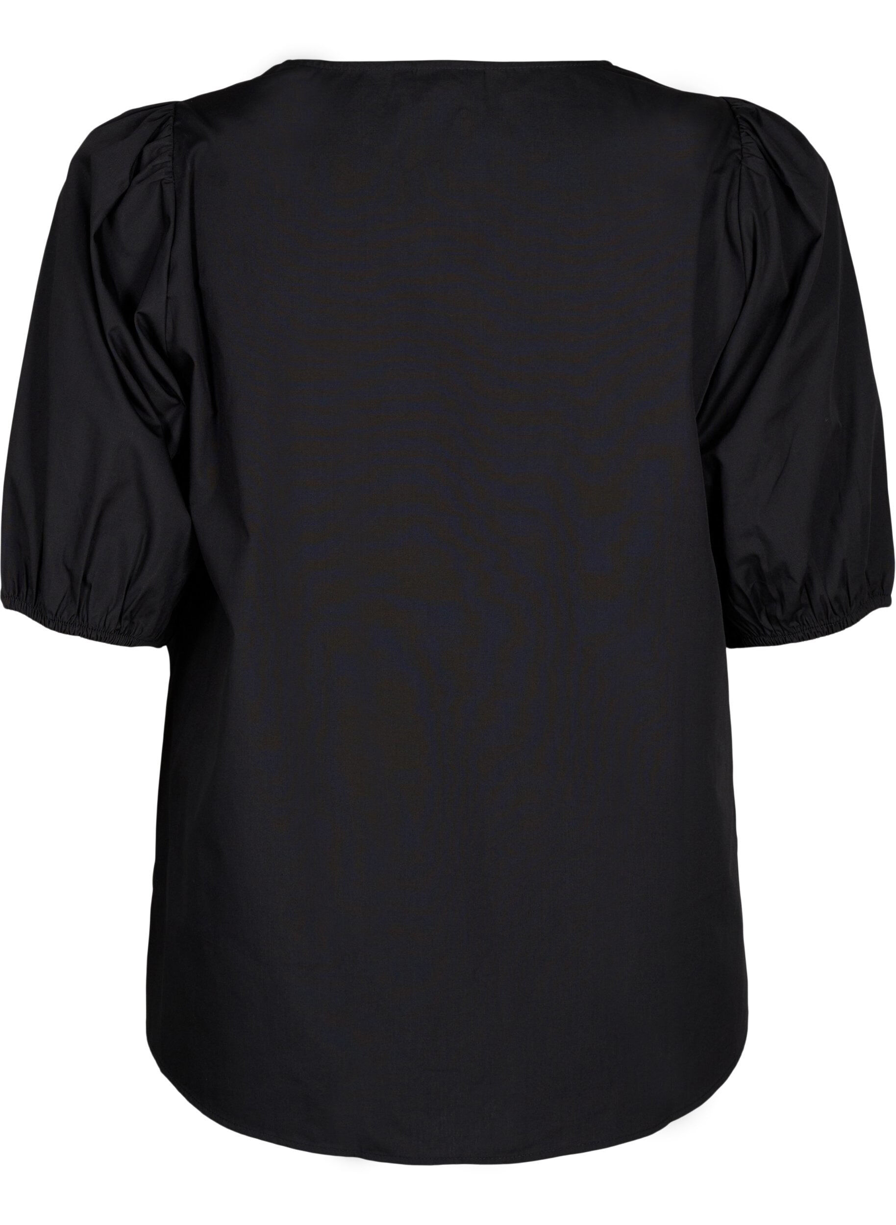 Zizzi Kurz&auml;rmelige Bluse mit Spitzendetail, Black, Packshot image number 1