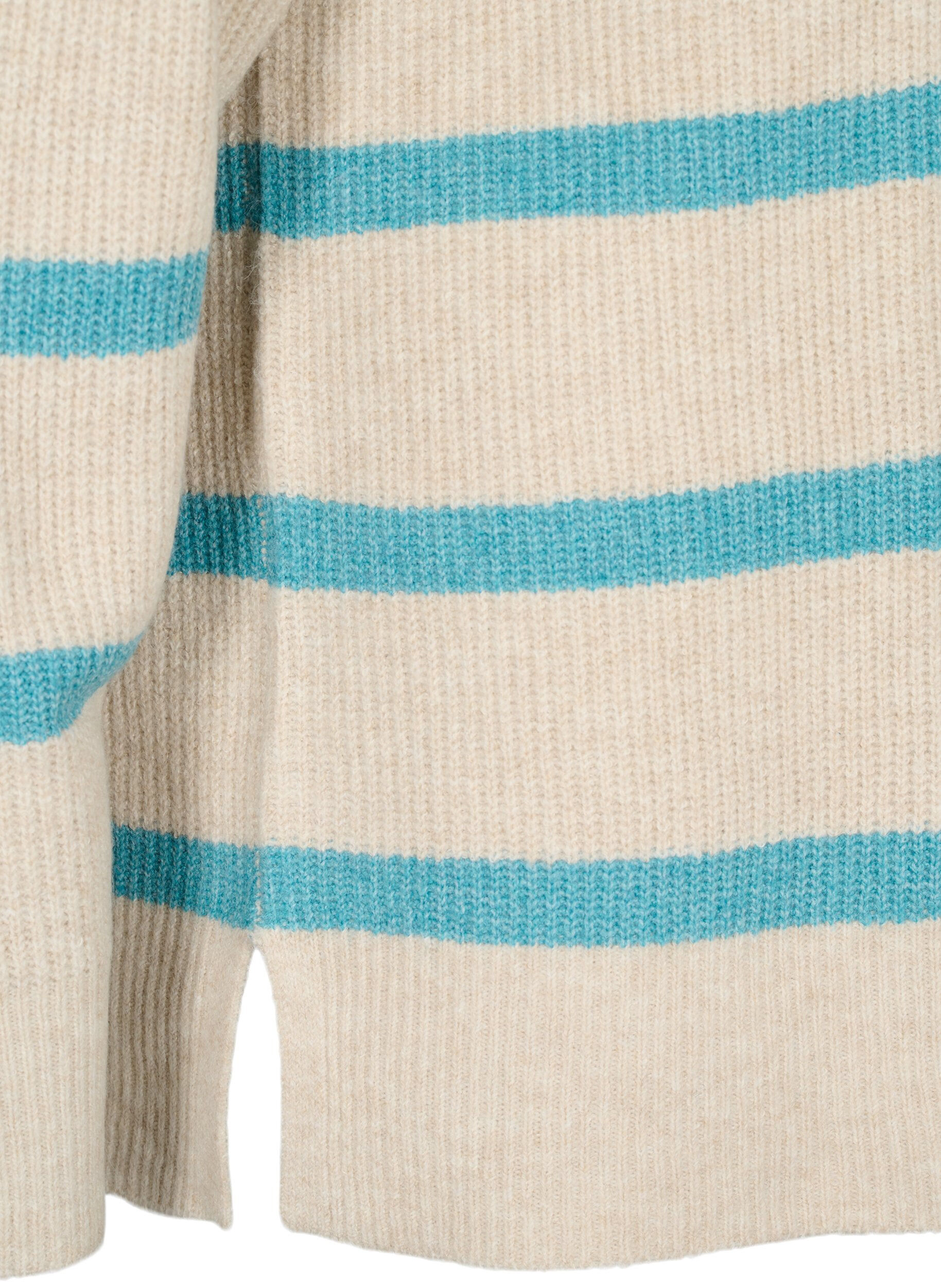 Zizzi Rippenstrickpullover mit Streifen, P.Stone/Reef W.Mel., Packshot image number 3
