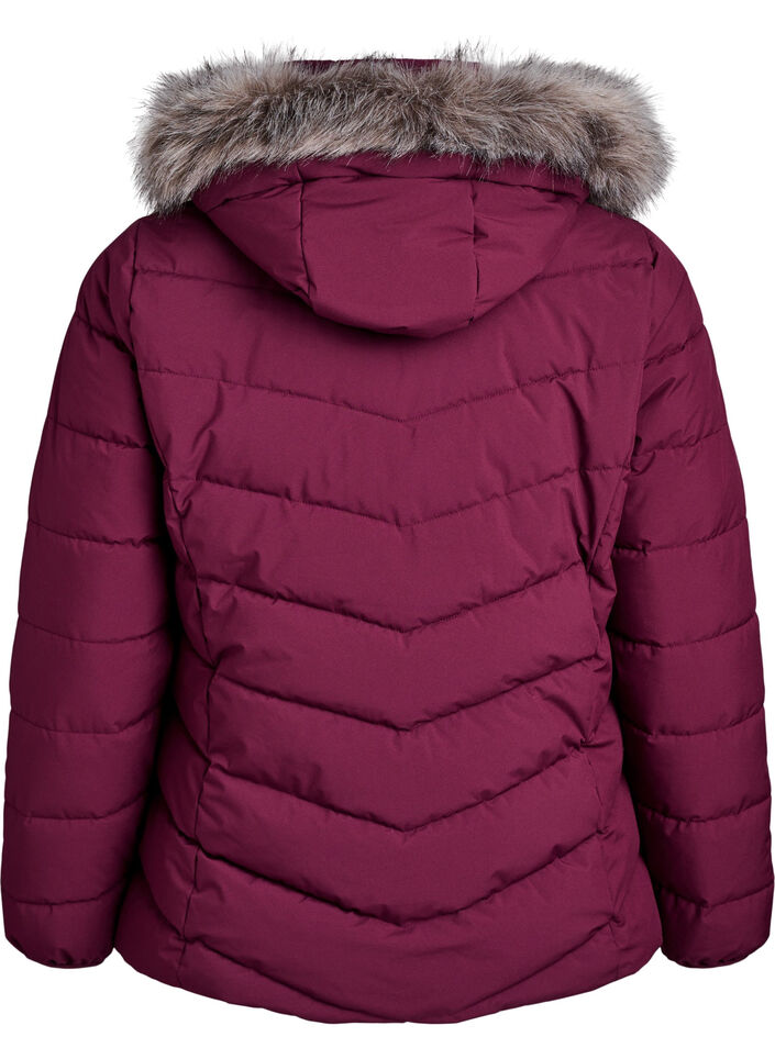 Kurze Steppjacke mit Kapuze, Dunkles Bordeaux, Packshot image number 1