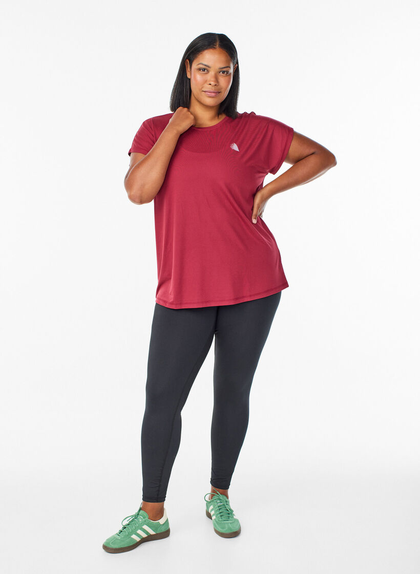 T-shirt de sport couleur unie, Rouge, Model image number 1